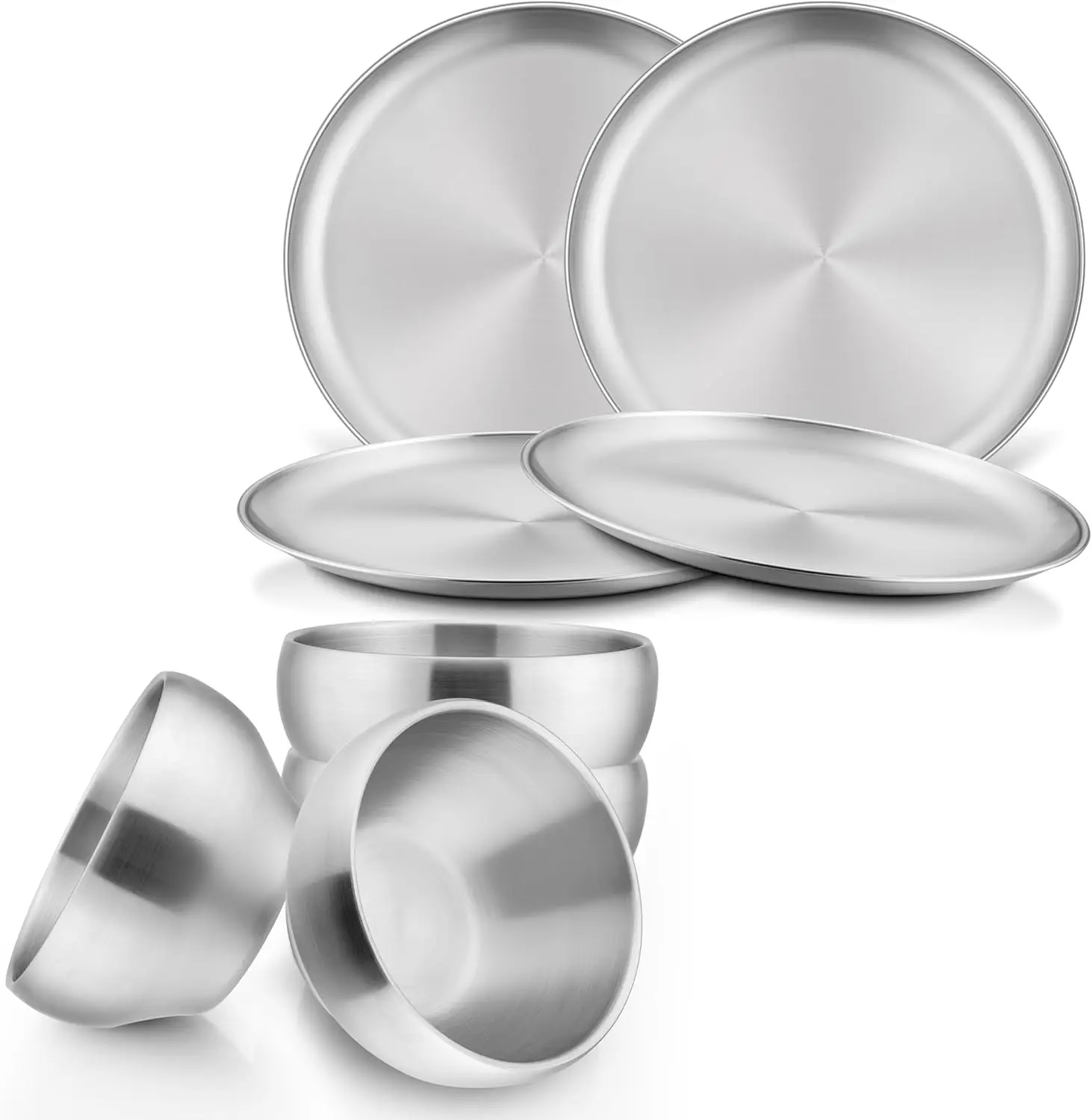 

8-Piece Stainless Steel Dish Set, Reusable for Camping, Hiking, Travel, Picnic, Non-toxic and Dishwasher Safe