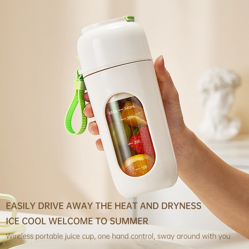 عصارة كهربائية محمولة، 350 مل، شحن سريع USB، 12 شفرات، مناسبة للعصائر والحليب والرياضة والاستخدام المنزلي والسفر