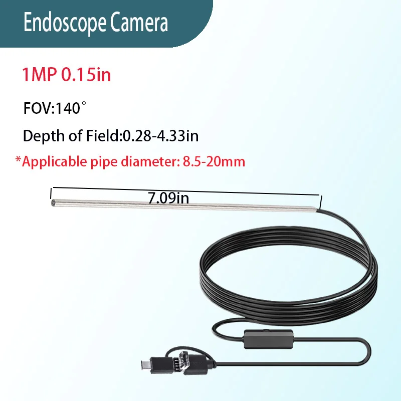 

1MP 0.15 inch 140° wide angle rifle endoscope pipeline inspection 1.5m USB 3-in-1 soft cable Electronic endoscope