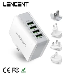 LENCENT Travel Adapter Universal Power Adapter with 4 USB Ports Wall Charger for US UK EU AUS Universal Travel Power Charger