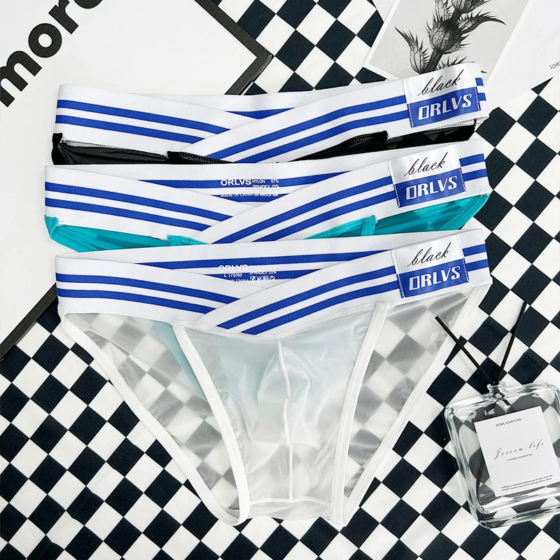 3pcs Men  Briefs Underpants Nylon Mesh Quick Dry Men's Briefs Bikini Slip Men's Jockstrap Briefs or As Swim Swimwear Shorts