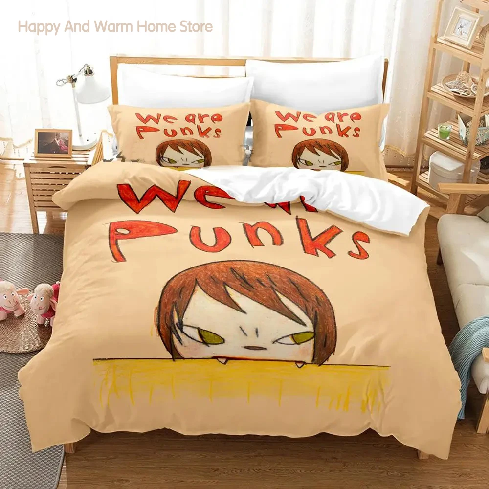 Yoshitomo Nara We Are Punks Bedding Set Single Twin Full Queen King Size Bed Set Aldult Boy Bedroom Duvetcover Sets 3D Anime Bed