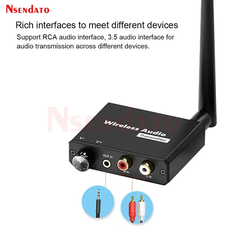 A+for 2.4G Wireless Audio Transmitter Receiver Kit 50M Range 3.5mm RCA TV DVD PC
