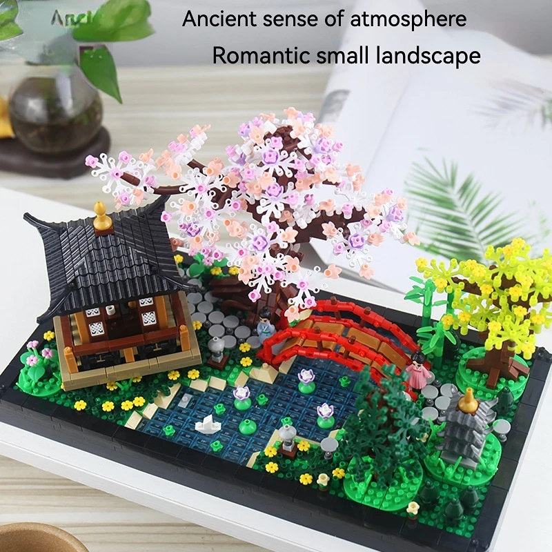 Creative Building Blocks Chinese Tranquil Courtyard Plant DIY Set Bricks For Adults Toys Children Birthday Gifts Home Decoration