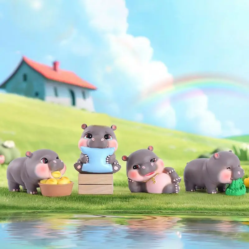 

For Moo Deng Hippo Miniature Hippo Craft Collectibles Adorable Miniature Decor Keepsake Compact Animal Figurine Resin 3.15