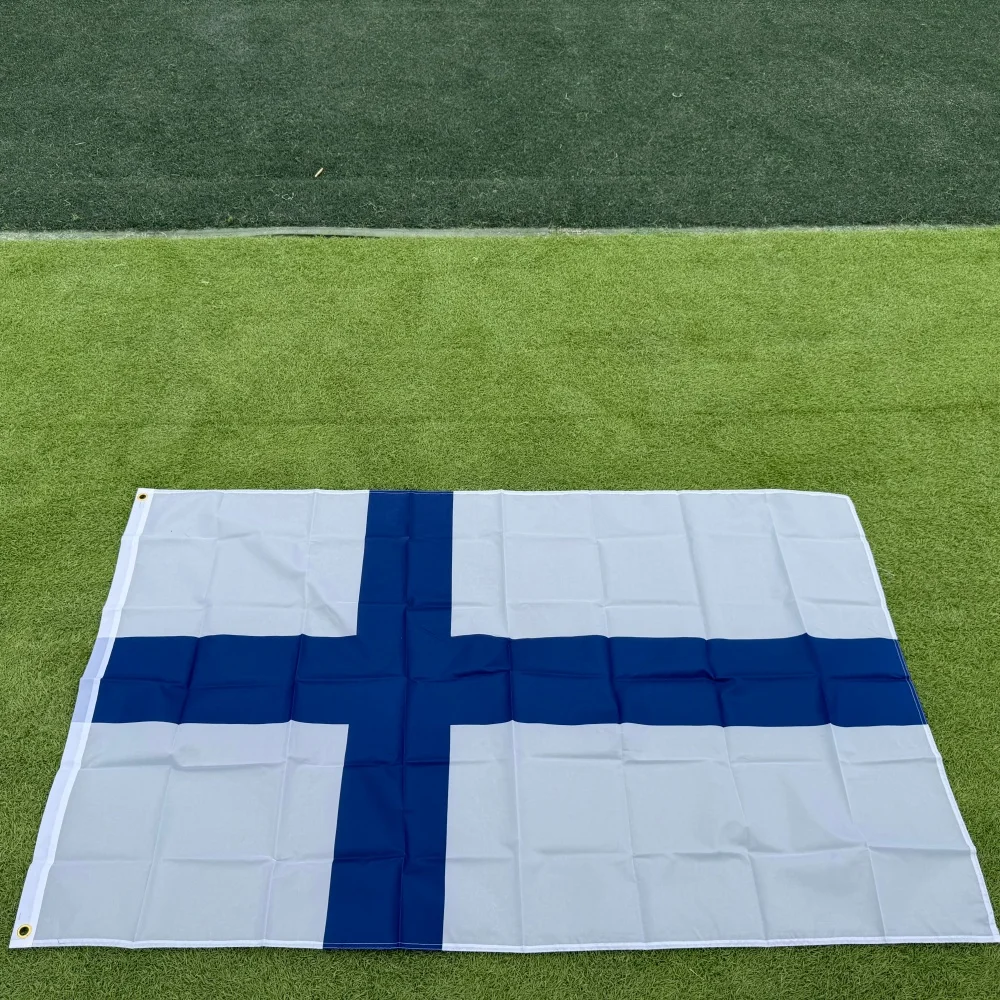 FlagGo Finland Flag 150x90cm 3x5 FT Blue Cross White Background National Flag Polyester Double Stitched Outdoor Indoor Decoratio