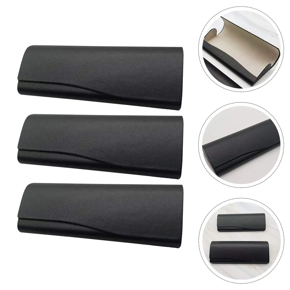

3Pcs Glasses Case PU Practical Portable Reading Eyeglasses Case Anti-Scratch Sunglasses Box Simple Design Travel Office School