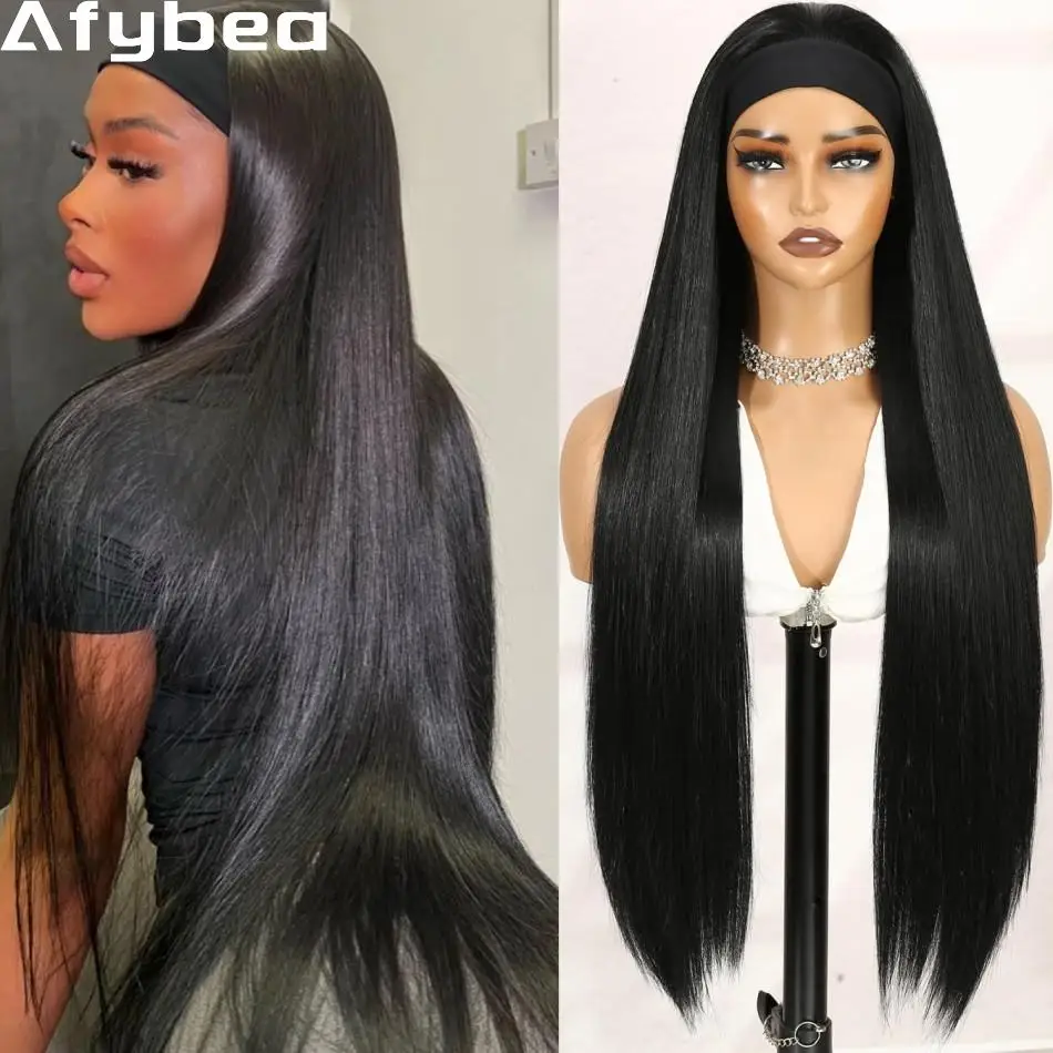 

Straight Headband Wig Half Wig Wear And Go Glueless Human Hair Wigs For Black Women 210 Density Natural Color 20 26 Inch No Lace