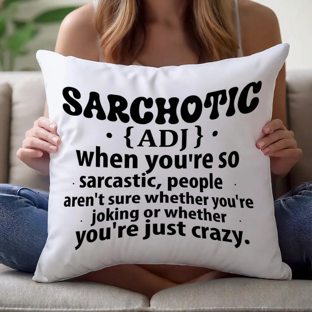 1pc Bold Typographic Composition Pillow Cover 45x45cm 18x18in High-Contrast Layout Polyester Decorative Cushion Case