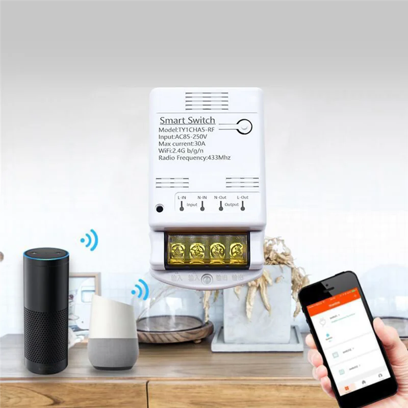 ABZW 4000W 30A Wifi relé de interruptor Tuya Smartlife APP 433Mhz módulo receptor RF AC 85-250V 220V disyuntor de automatización del hogar