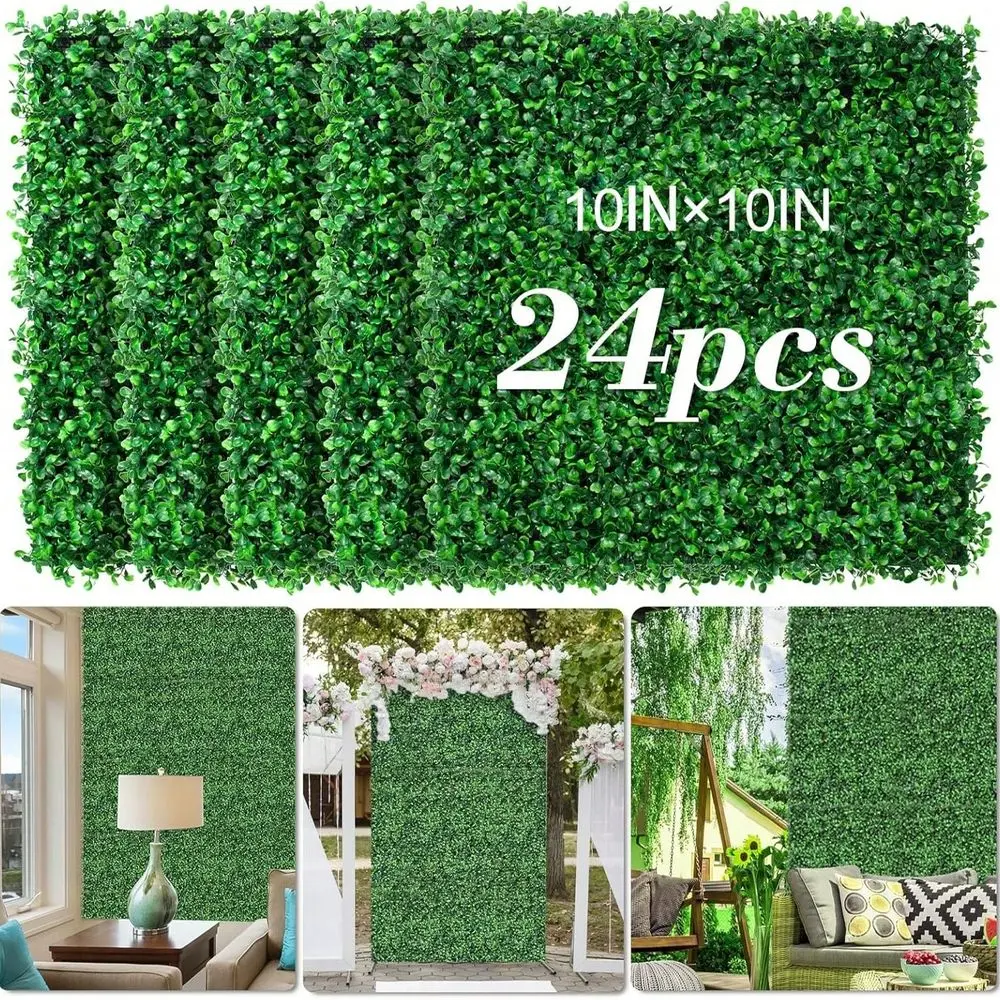 

12Pcs 10 X10 Artificial Grass Wall, Boxwood Hedge Wall Panels UVAnti Grass Backdrop Wall Decor, Greenery Privacy Hedge Screen F