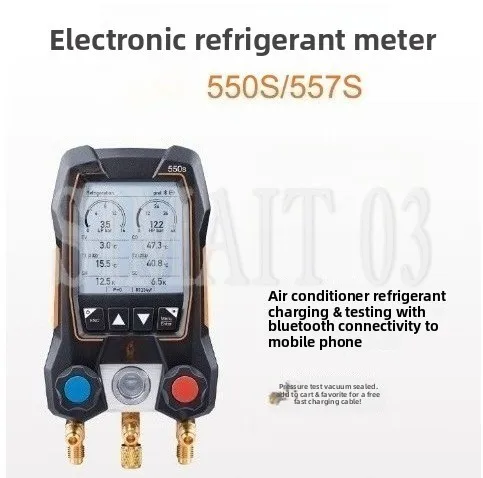 557S Electronic Refrigerant Gauge | for AC Fluorine Gas, Measures Pressure & Vacuum (Negative)