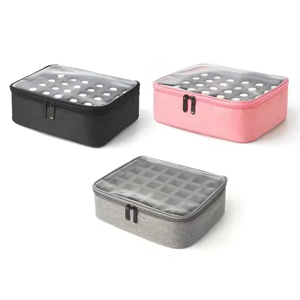 30 Grids Nail Polish Storage Bag Essential Oil Case Portable Cosmetic Large Handbag Organizer with Handle for Travel Girl