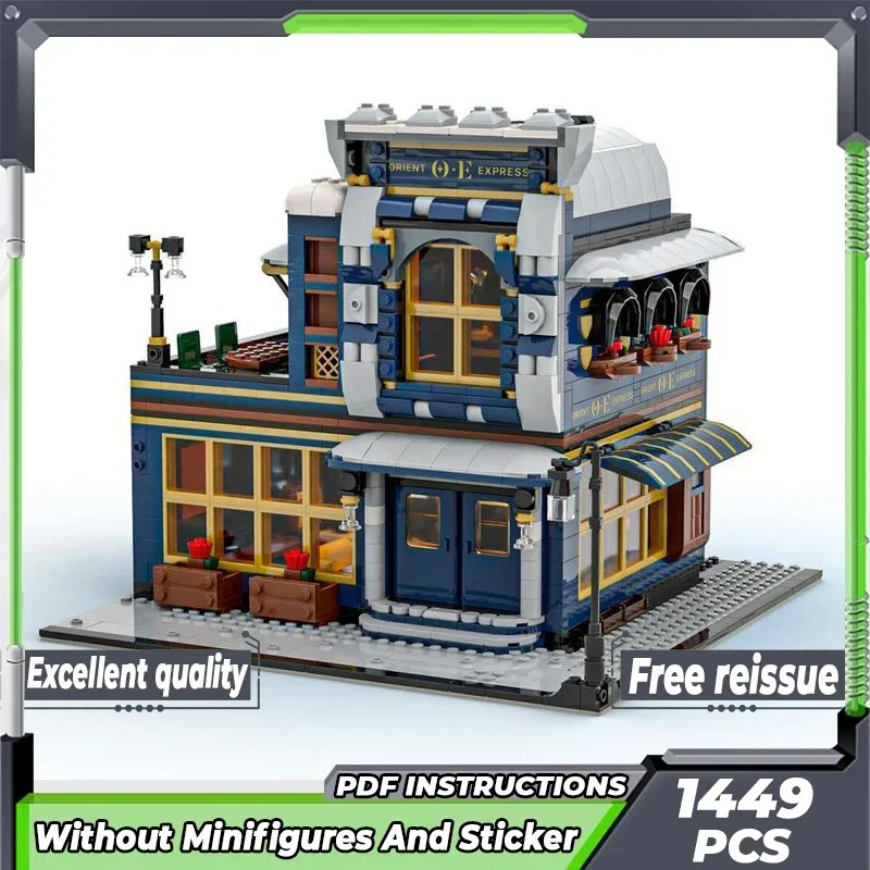 City Street View Model Moc Building Bricks Corner Restaurant Technology Modular Blocks Gifts Christmas Toys DIY Sets Assembly