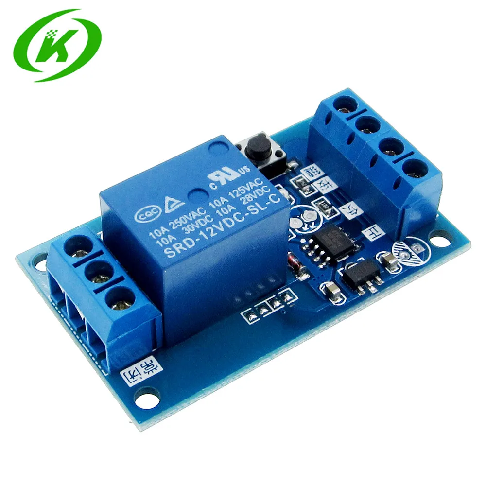5pcs 12V Single Bond Button Bistable Relay Module Modified Car Start and Stop Self-Locking Switch One Key