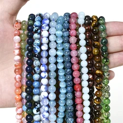 Natural Stone Bead Tiger Eye Agates Amazonite Jades Moonstone Quartz Lava Beads for Jewelry Making DIY Bracelet Accessories