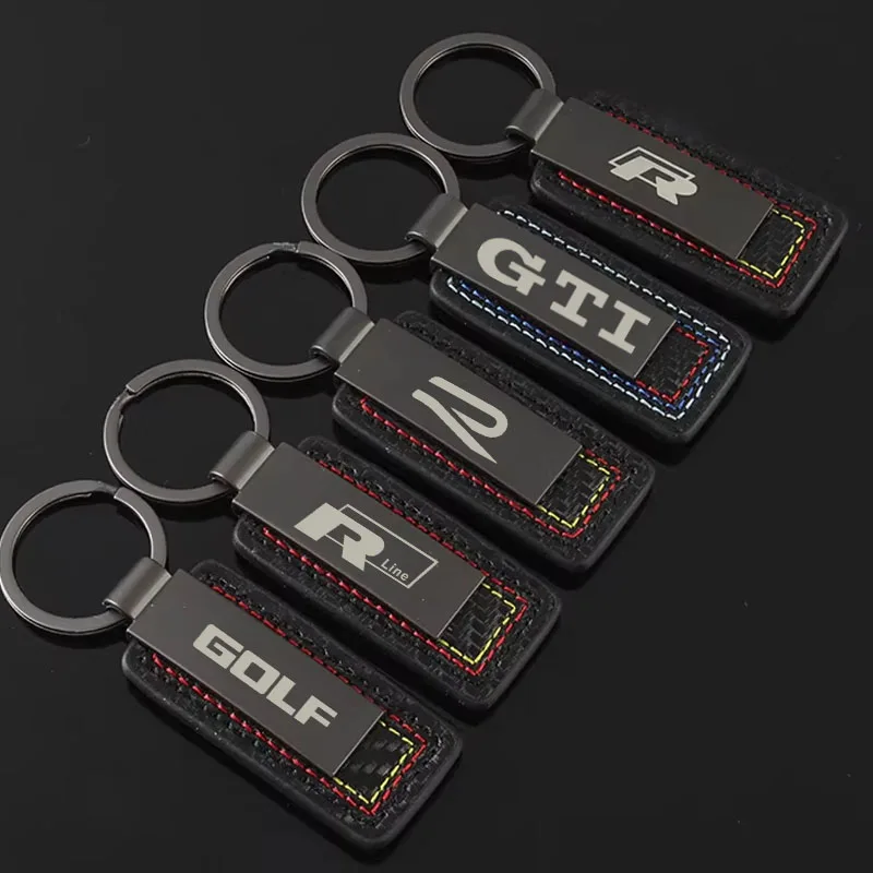 Chaveiro de Couro para Carro, Suporte para Chaves Volkswagen VW Rline GTI Polo Golf Passat Scirocco Tiguan Jetta T-ROC Touareg Taigo CC