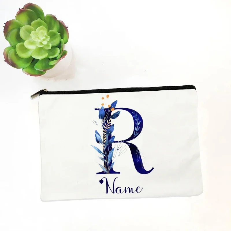 Personalised Bridesmaid Toiletry Storage Pouch Purse Wedding Bride Gift Makeup Bag Custom Letter with Name Cosmetic Case Female