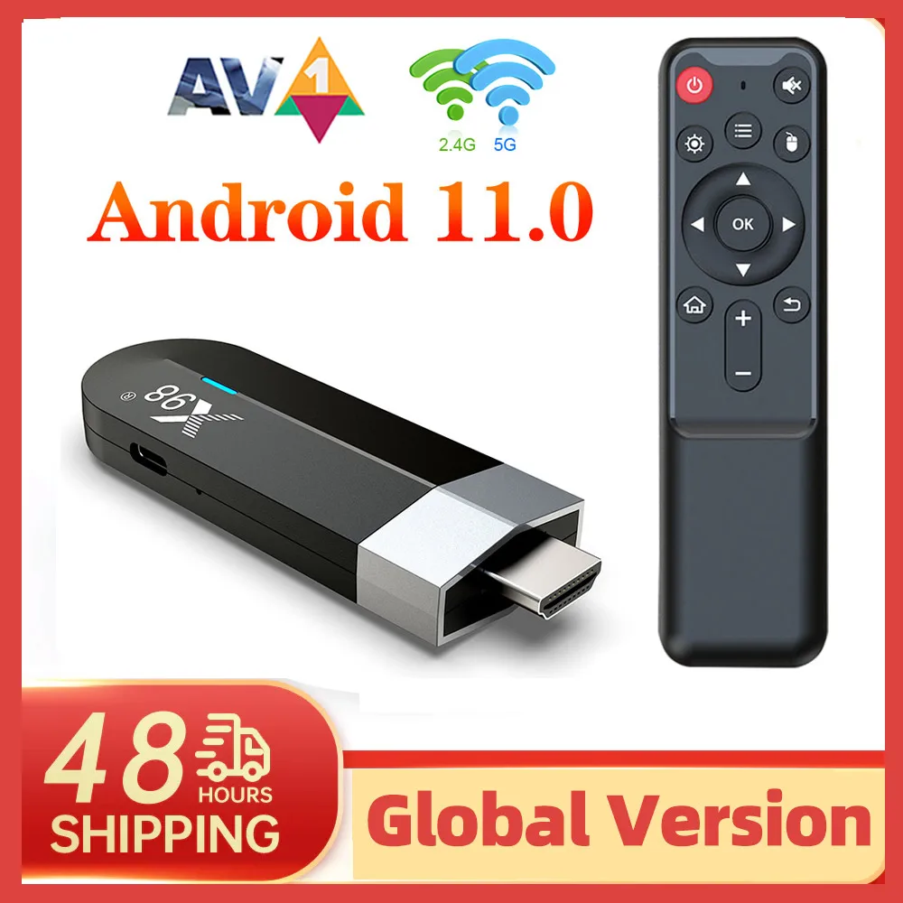 X98 S500 Android 11.0 TV Stick Amlogic S905Y4 Quad Core 4GB 32GB AV1 4K 60fps H.265 Dual Wifi X98 Dongle 2G 16G Smart TV Box