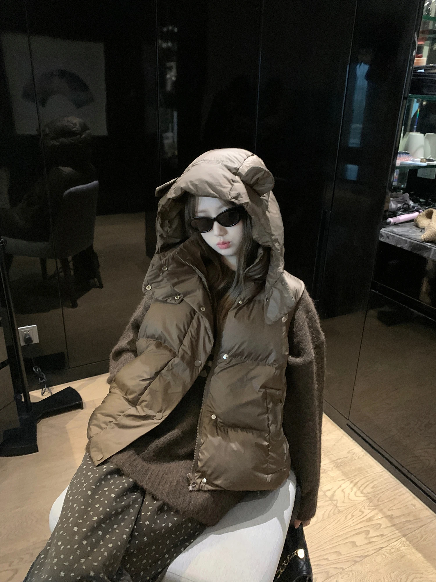 

Her Bear Cotton Vest Women's Outerwear Autumn Winter Hatted Casual Sle Faion Brand Commute Sle Zipper Closure Pure C...