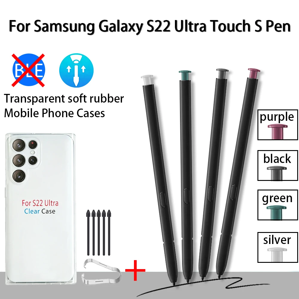 Replacement S Pen for Samsung S22 Ultra SM-S908 SM-S908U SM-S908W,w/Replace Nibs,Clear TPU Case,Box Packed,Non-BLE Touch Stylus.