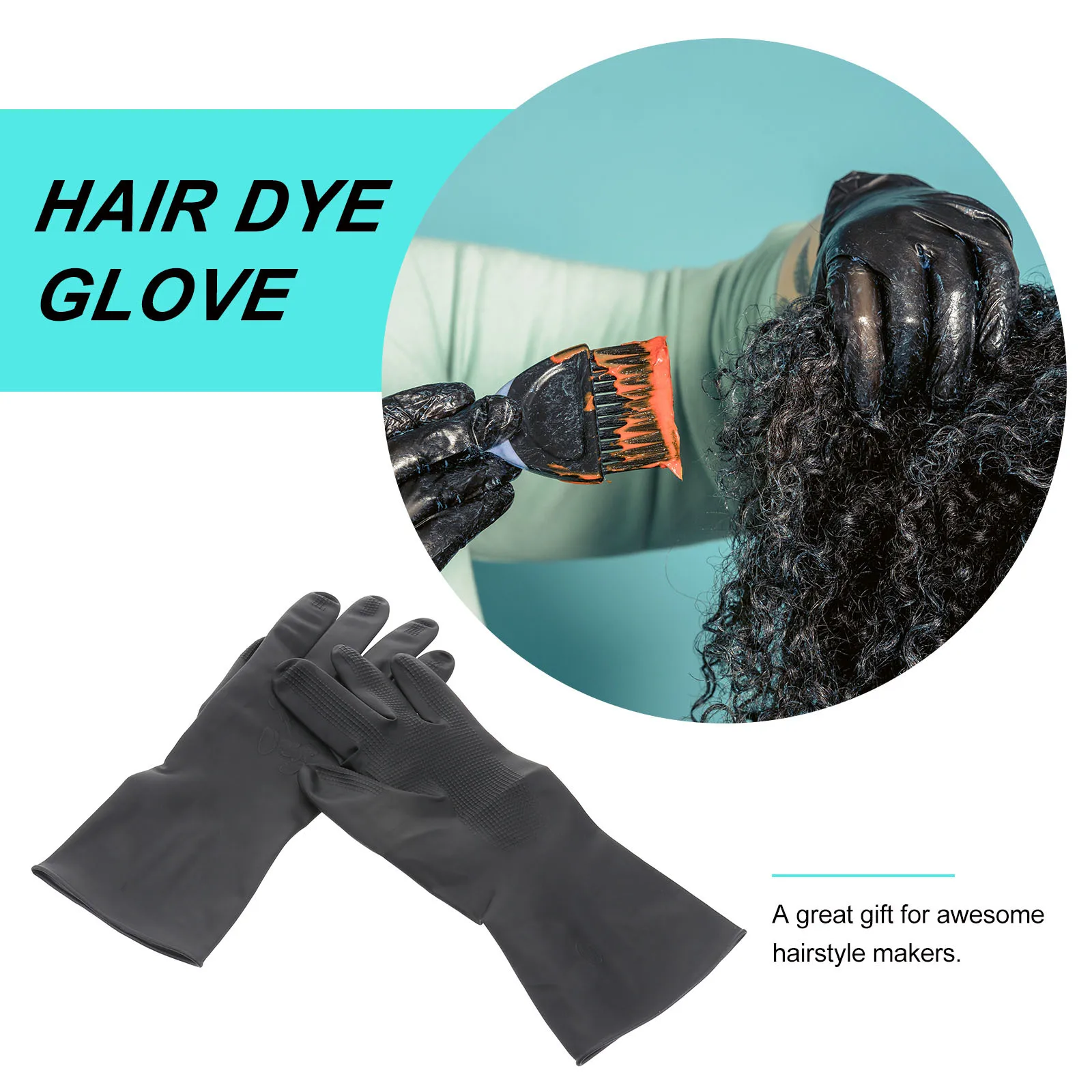 

3 Pairs Reusable Waterproof Hair Salon Gloves for Dying Shampoo Cleaning Black Chargeable Glove Set