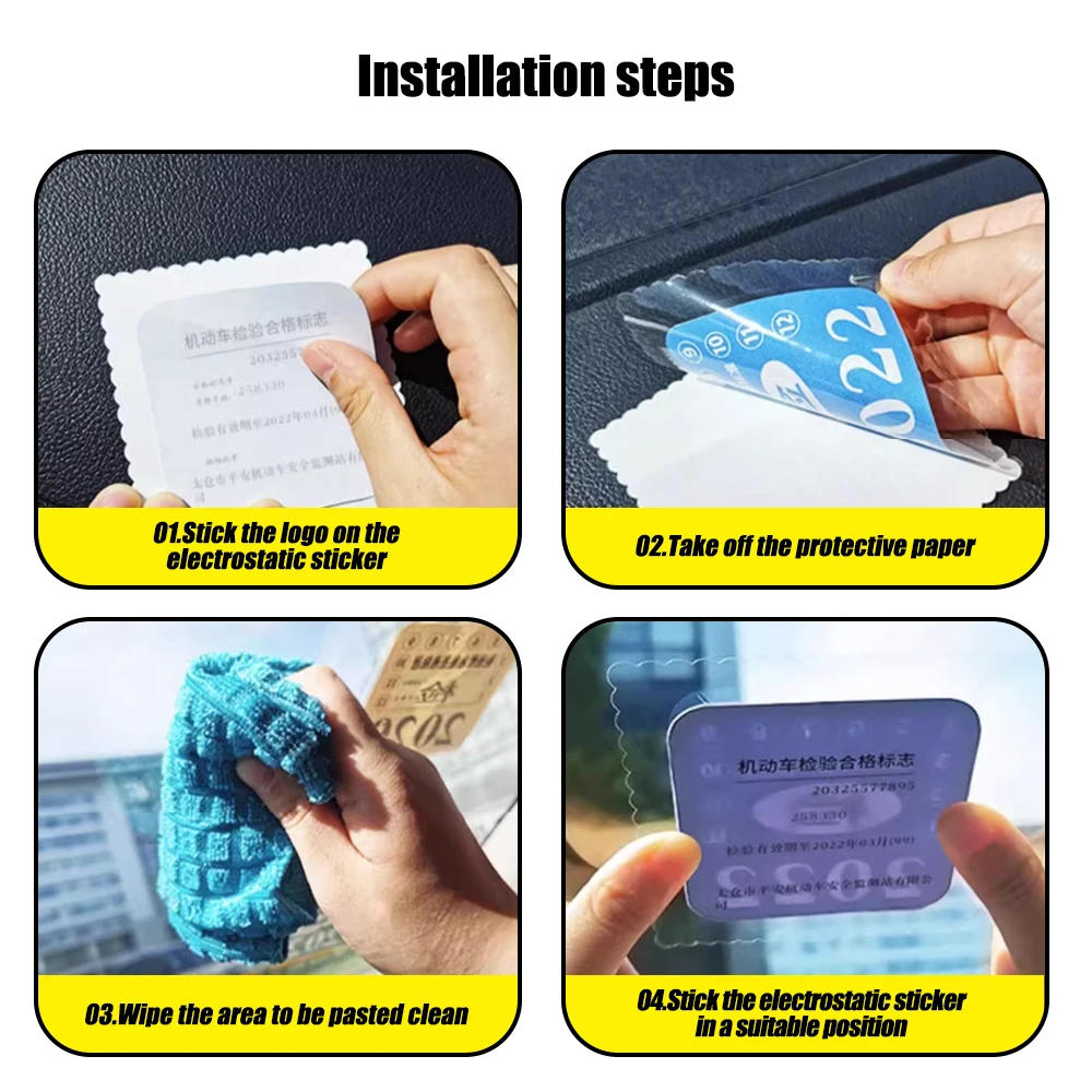 Car Windshield Static Cling Stickers No Residue Reusable Static Stickers for Car Inspection Insurance Registration Stickers