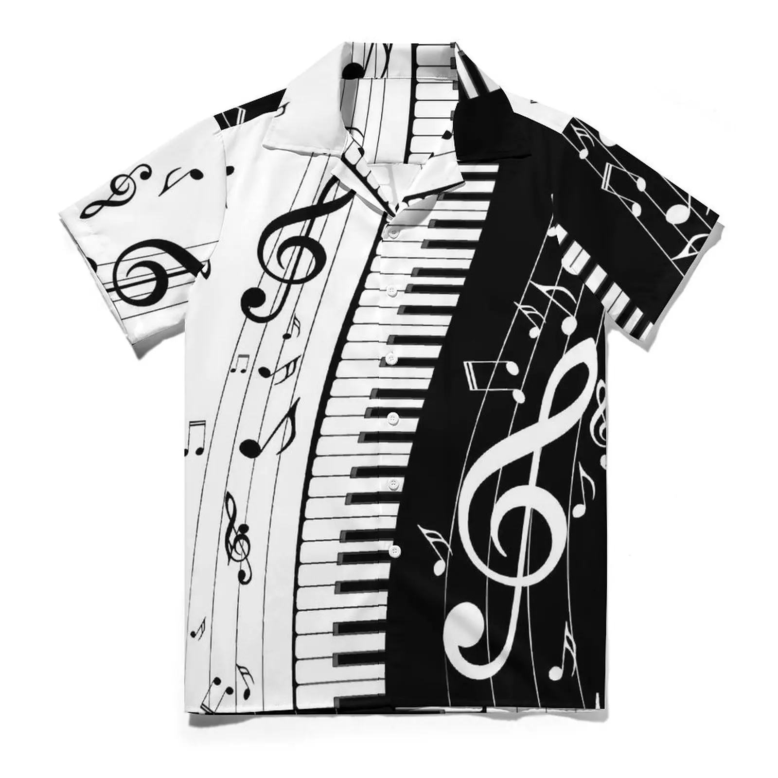 Piano Keys Vacation Shirt Man Music Notes Loose Casual Shirts Summer Short-Sleeve Comfortable Design Oversize Blouses Present