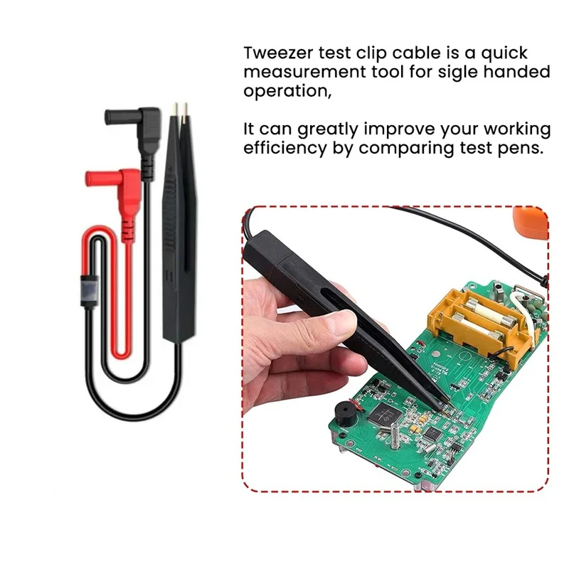 Cleqee P1510 SMD Chip Component Multimeter Test Hook Clips Tweezers Lead LCR Testing Tool Tester Meter Pen Probe 4mm Banana Plug