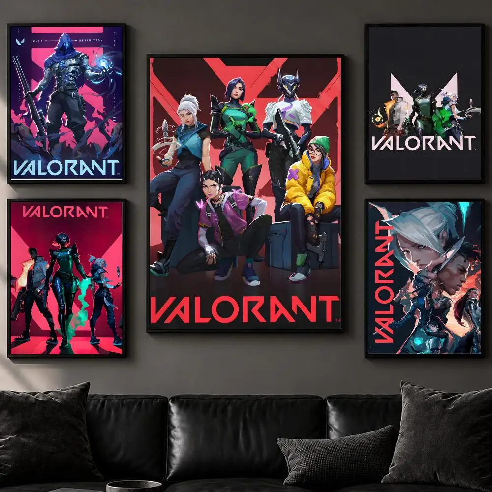 Game V-ValorantS Poster Art  Self-Adhesive No Glue Residue Wall Decor for Bedroom Living Room