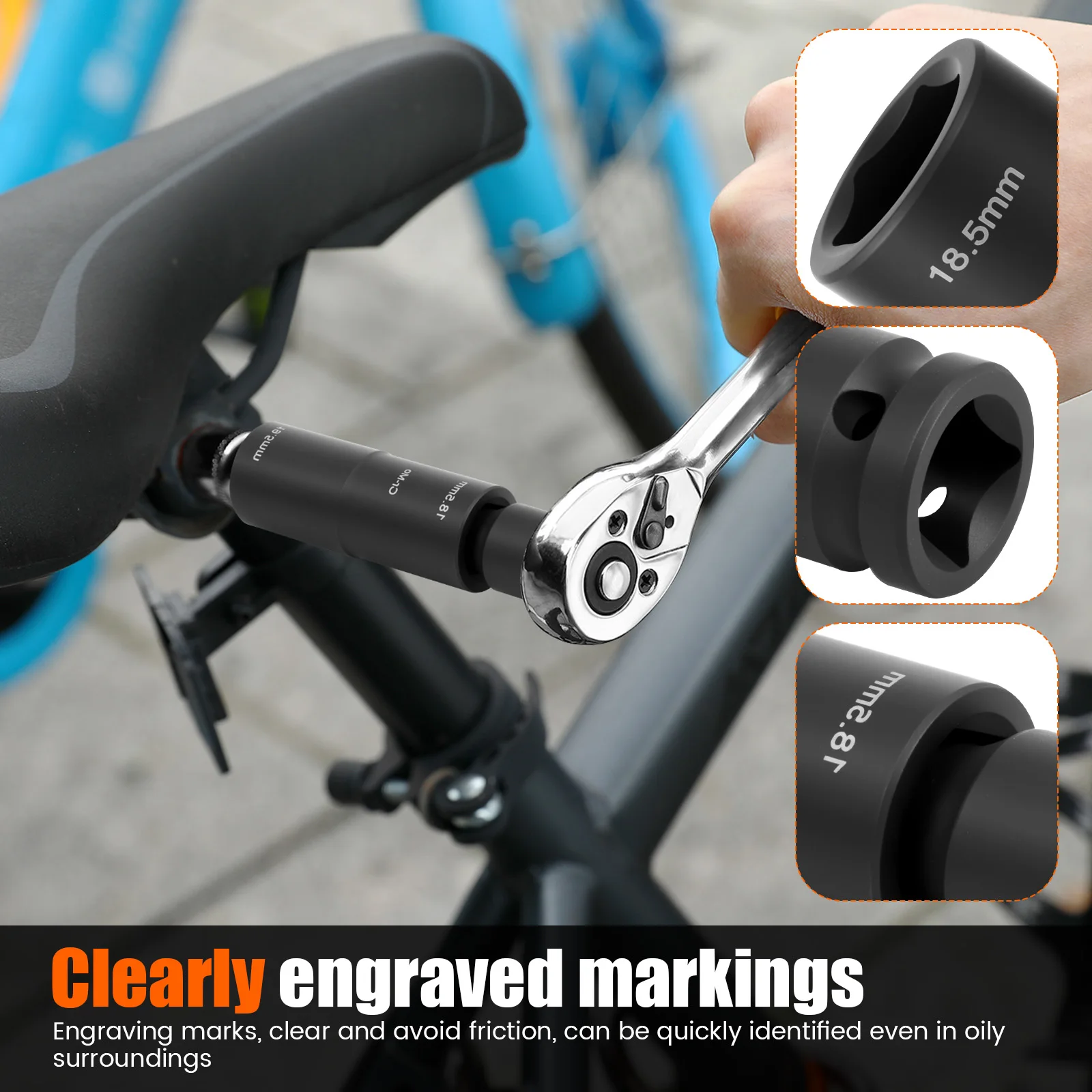 3 قطعة مقبس التصادم المزدوج الرأس الجوز مجموعة الكروم الموليبدينوم الصلب مقبس التصادم مع 1/2 بوصة تمديد قضيب للمساحات الضيقة