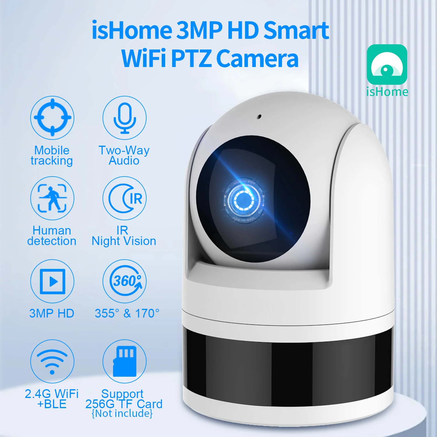 

Tugard 2K 3MP WiFi Indoor Camera, 360° PTZ Rotation, 2.4G Wireless Security Cam, AI Human Detection, Auto Tracking, Night Vision