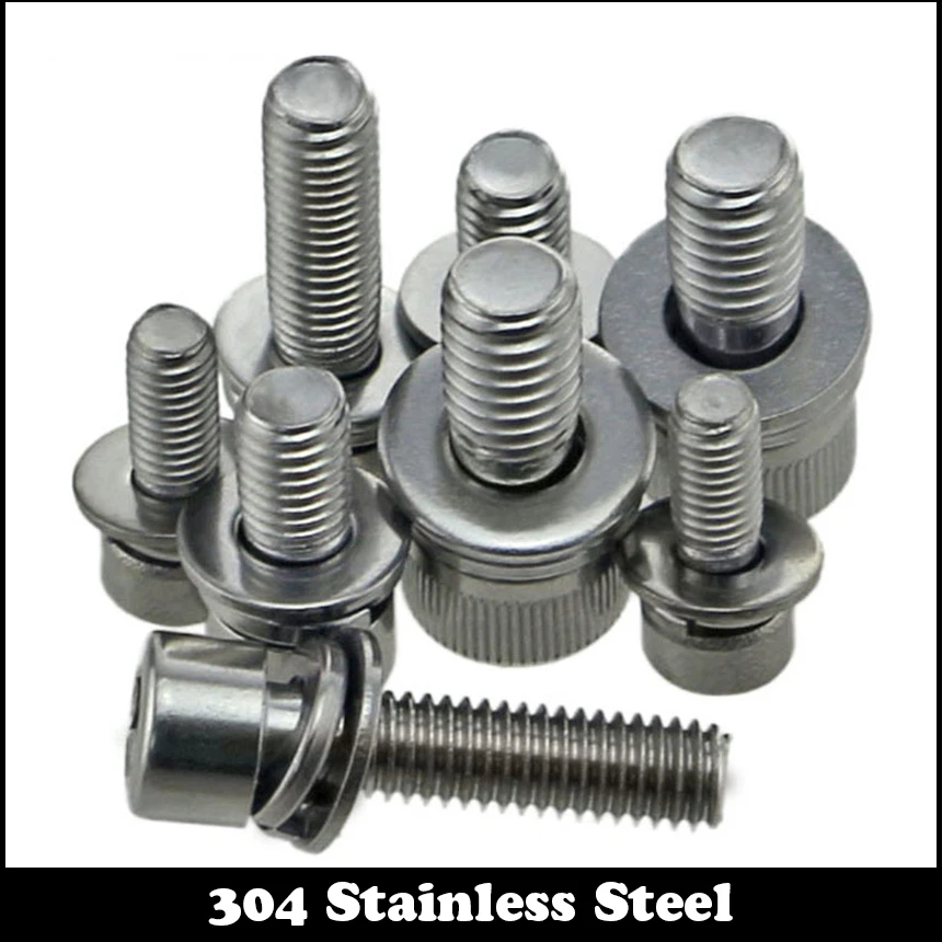 M4 M4*10/14/16 M4x10/14/16 304 Stainless Steel SS Allen Head Hex Hexagon Socket Bolt Spring Plain Washer Assembly Screw Set