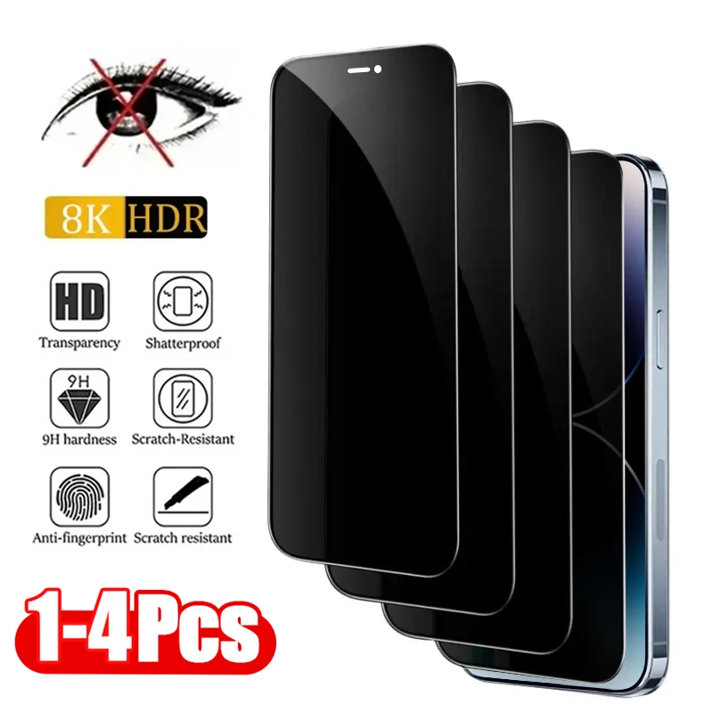 

1-4Pcs Anti-spy Tempered Glass for IPhone 15 14 13 12 11 Pro Max Full Cover Privacy Screen Protector For iPhone 13 14 15 Glass