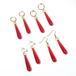 Anime Frieren Beyond Journey's End Frieren Cosplay Earrings Red Drop Earrings Mage Halloween Party Costume Props for Women Girls
