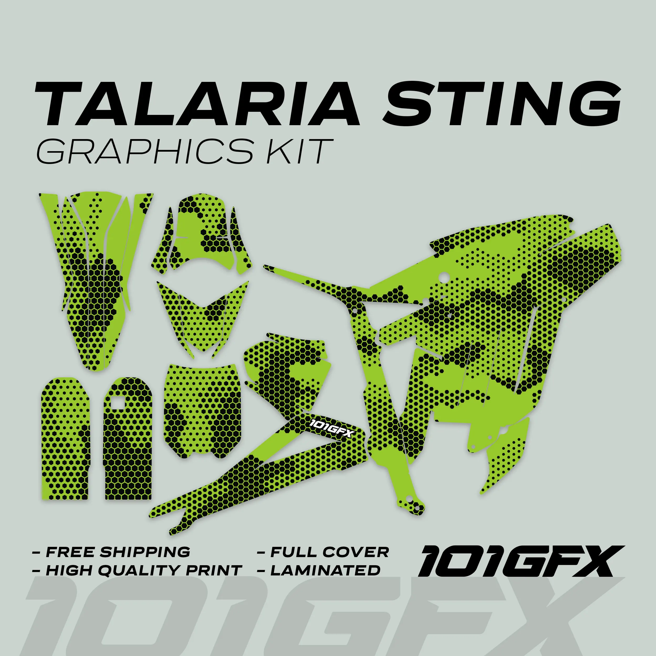Graphics Kit HEXOCAM GREEN Decals Stickers Laminated Camo hexagonal honeycomb modern wrap eBike Emoto For Talaria Sting MX3 MX4