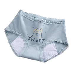 1pc Girls Menstrual Briefs Cotton Mid-Rise Cartoon 3-Layer Leak-proof Incontinence Panties Absorbent Teen Period Underwear  S-XL