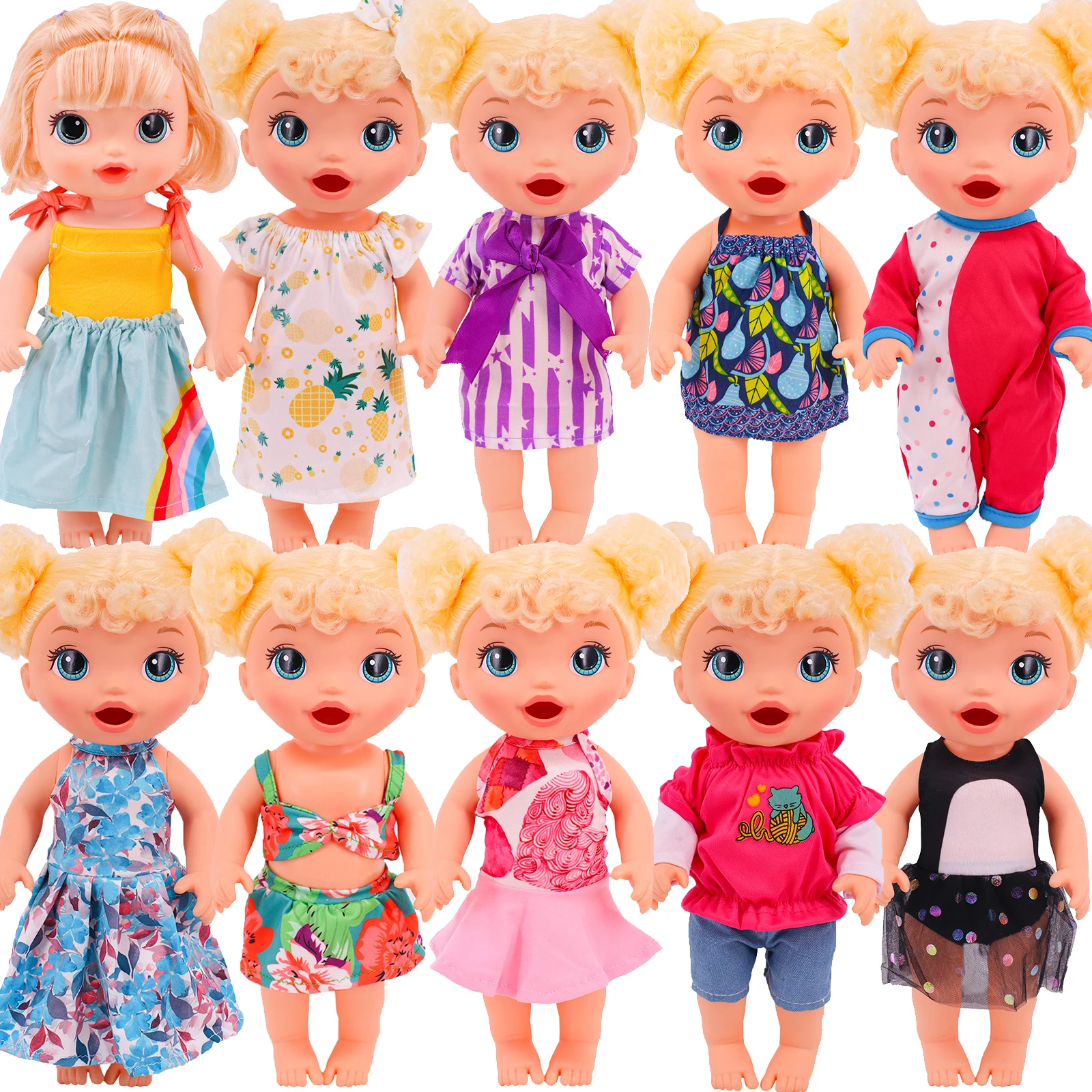 Doll Clothes 30cm Cute Alive Baby Doll Clothes and Accessories Fits 10-11-12 Inch Baby Dolls, American 14-14.5 Inch Girl Dolls