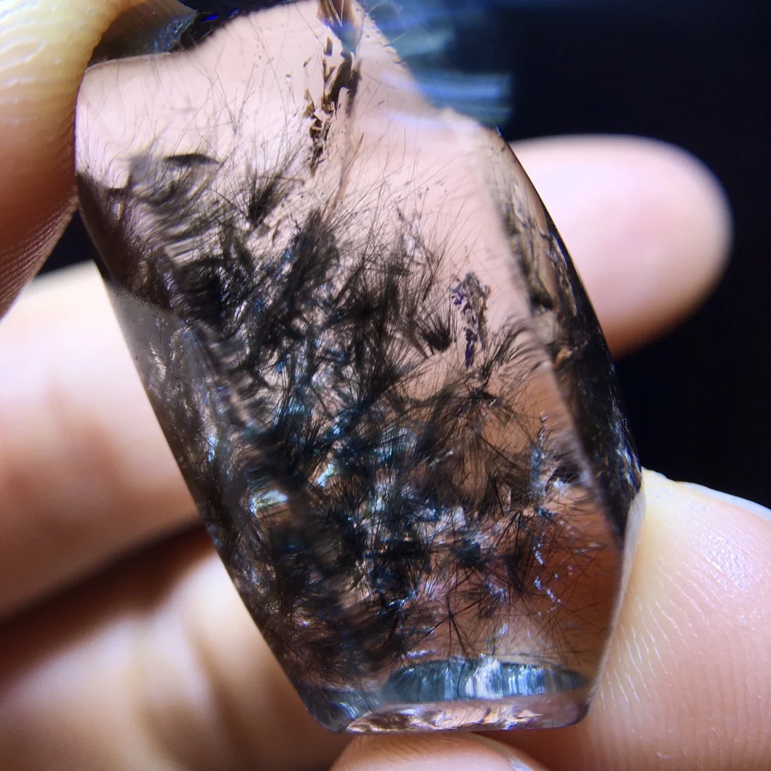 

Natural Brookite Platinum Black Rutilated Quartz Pendant 31/18.3/11.7mm Rectangle Women Men Bead Jewelry Fashion AAAAAA