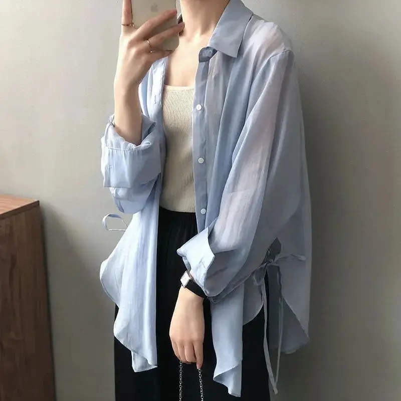 

Ice Silk New Loose Thin Versatile Chiffon Top UV Proof Shirt for Women