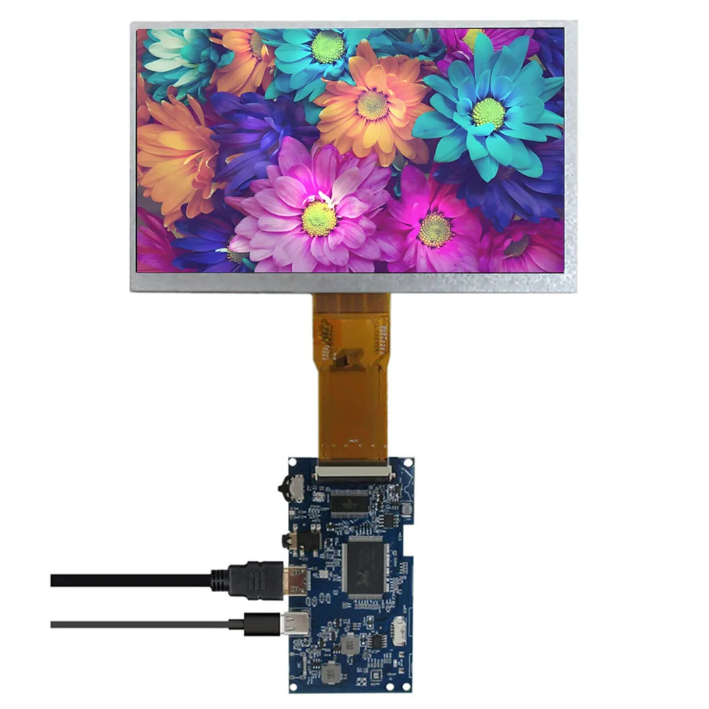 

7 Inch 1024×600 LCD Screen Display with Type-C Controller Board HDMI-compatible with Raspberry Pi PC Laptop DIY Portable Monitor