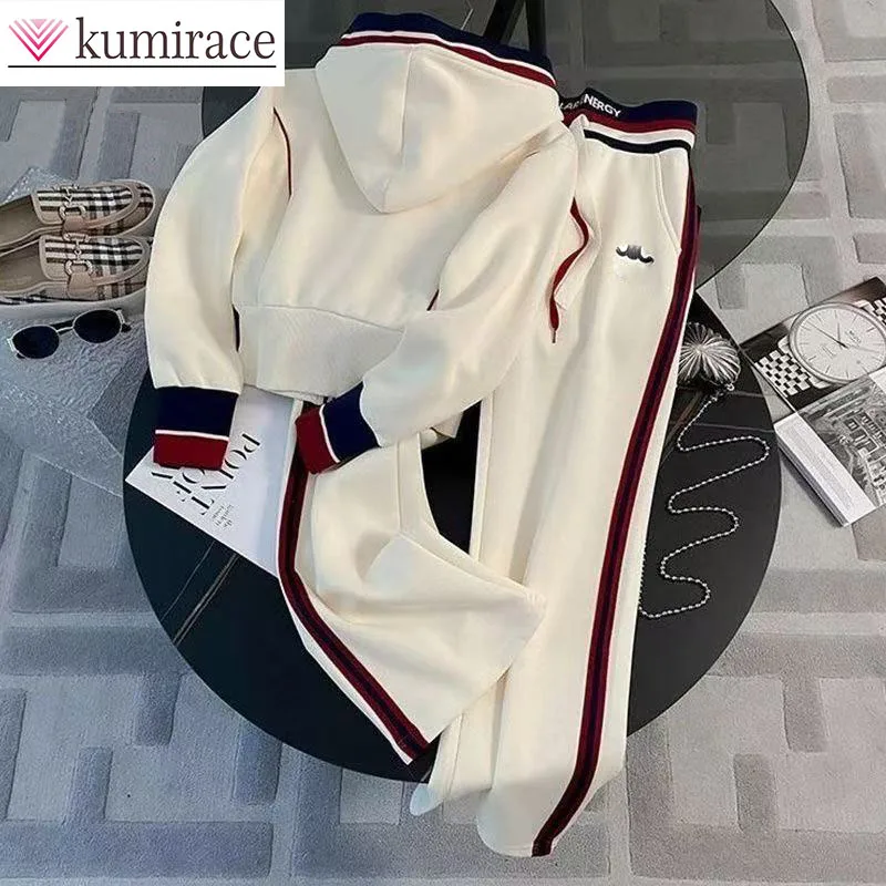 Spring and Autumn Sports Two Piece Set 2025 New Cardigan Wide Leg Pants Women's Casual Slimming Fashion Jacket Pant Sets