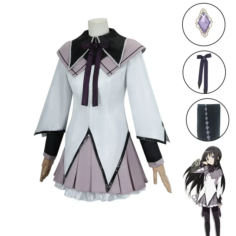 Anime Akemi Homura Cosplay Quadratic Japanese Anime Magical Girl Halloween Costumes for Women Short Skirt Uniform Party Cosplay