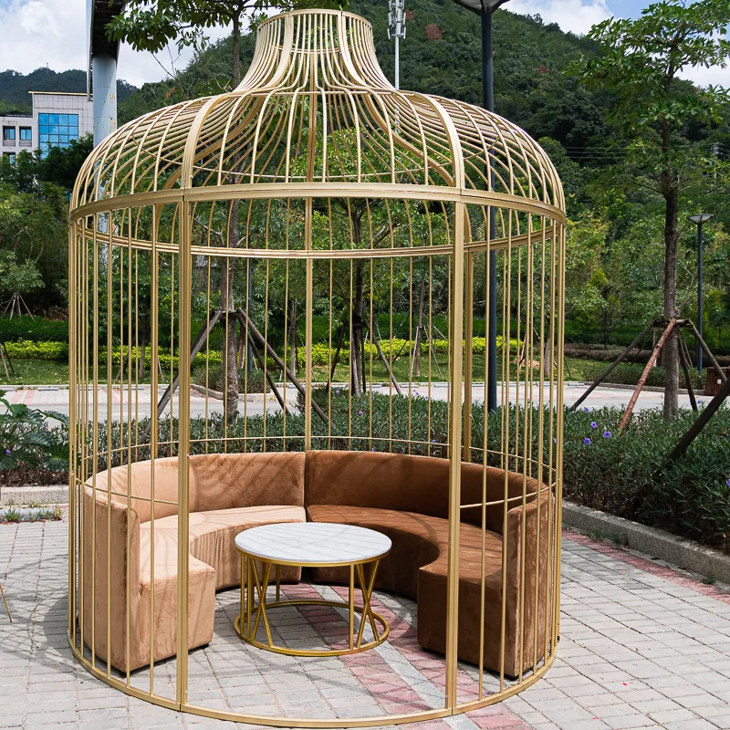 Wrought iron bird cage decoration king size decoration hot pot restaurant card seat outdoor large sofa