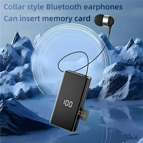 New TF K100 Fashion Bluetooth Headset Business Retractable Lavalier Type Earphone Single Ear Hands Free with Wire