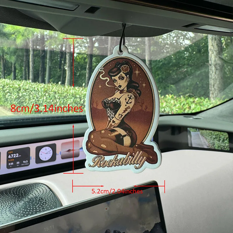 80S, Retro Style, Girl Poster, Country Rock Hilton Fresh Scent, Five-Star Unisex Car Perfume and Non-Toxic Air Freshener |   Natural Essential Oils and Aromatherapy Scent Tablets (Noroili/Grapefruit/Cedar) |   Hanging Type and Dual-Purpose with Vent Clip |   Long-Lasting Fragrance for 60-90 Days |   Deodorize and Purify the Air |   Suitable for Use in Cars, Homes, Wardrobes, and Bathrooms. |   Same Fragrance as the One Sold in the Store