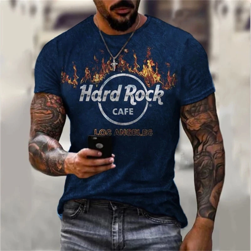 Men's fashion printed T-shirt summer street Harajuku round neck quick drying sports casual short sleeved top image 4