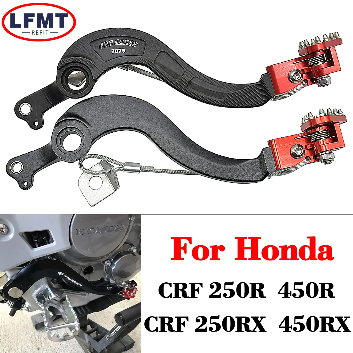 

For Honda CRF250X CRF450X CRF 250X 450X 2005-2014 2015 2016 2017 Motocycle Universal CNC Aluminum Rear Foot Brake Pedal Lever