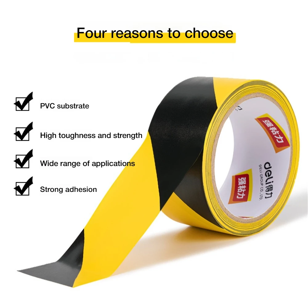 Black-Yellow Warning Tape, waterproof & strong adhesive, for stairs, pipes, walls, equipment & dangerous area marking.