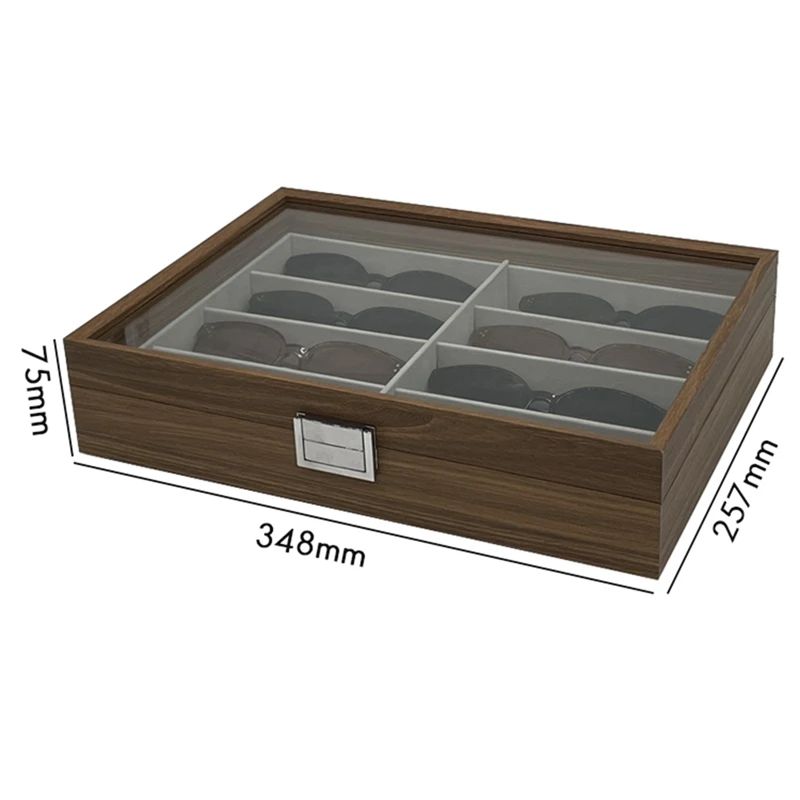 1 Piece Walnut Wood Sunglasses Storage Display Box 8 Slots Storage Sunglasses Display Case Collector Jewelry